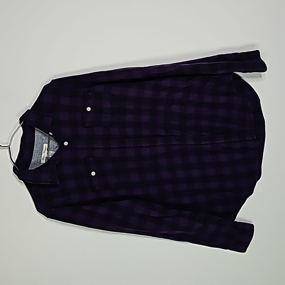 Tailor vintage large purple and black plaid button down long sleeve shirt - Picture 1 of 5